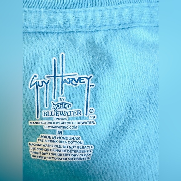 Guy Harvey Long Sleeve Shirt Navy Blue Front Pocket Sailfish Size M - Picture 4 of 4